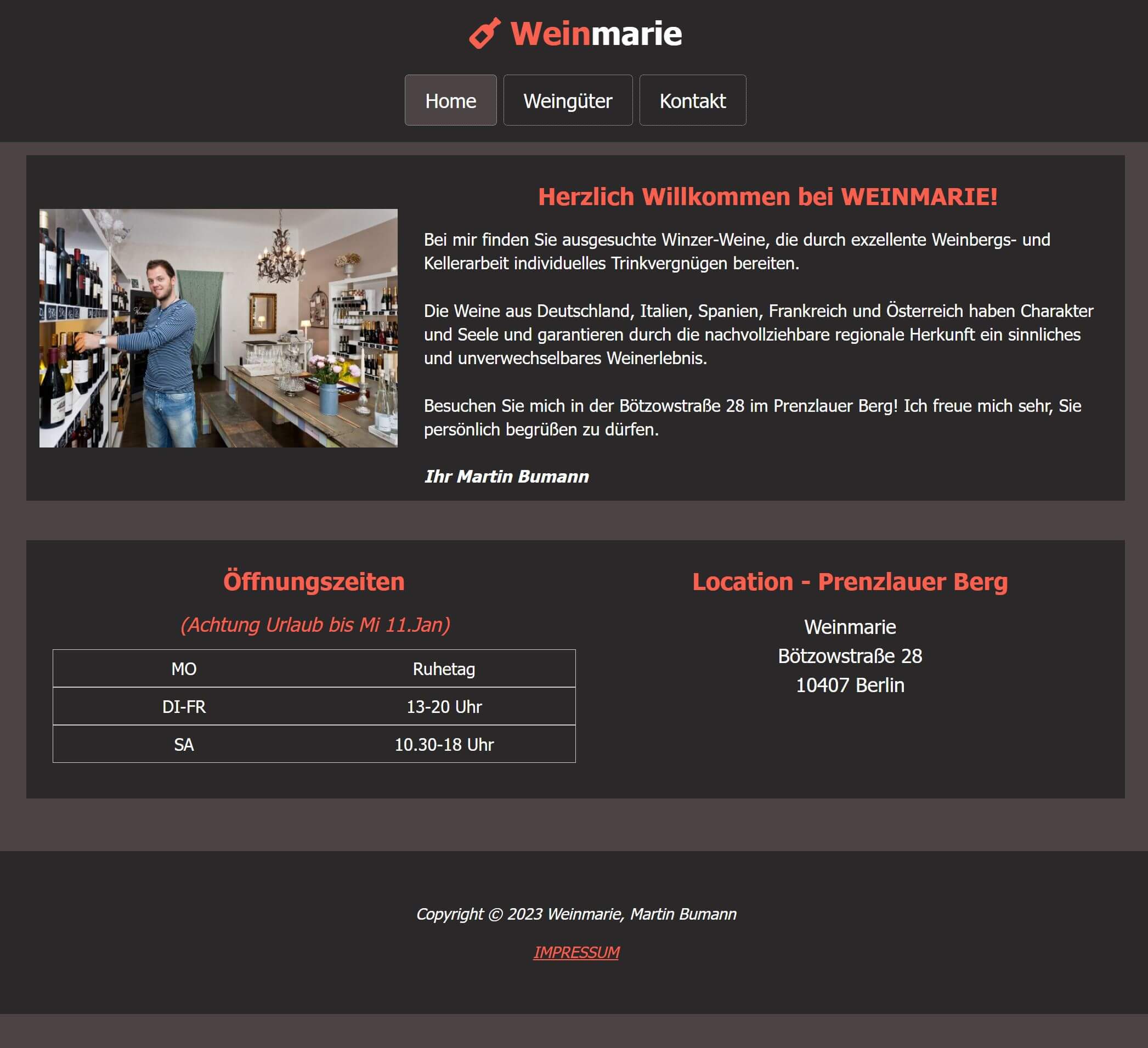 Weinmarie Webpage